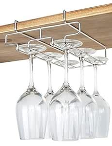 Bafvt Wine Glass Holder - 2 Rows Wine Glass Rack Under Cabinet - 304 ...