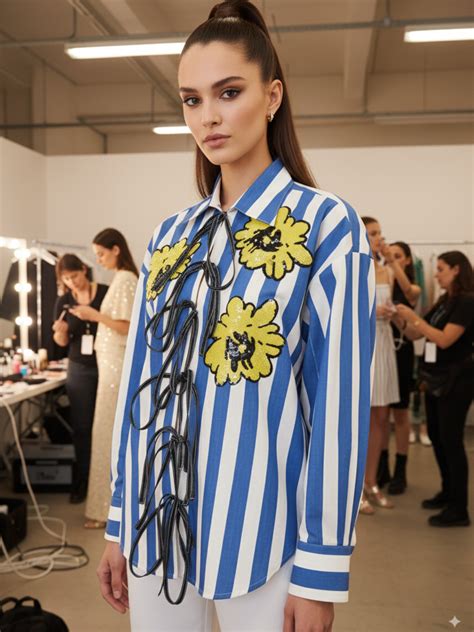 Printed Tie-Up Full Sleeve Sequinned Cotton Shirt