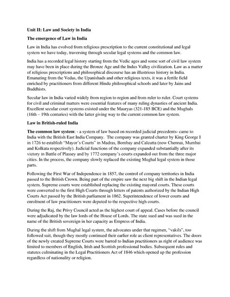 Unit II The emergence of Law in India - Unit II: Law and Society in ...