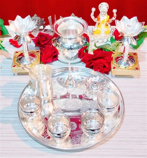 German Silver Pooja Set Combo - Na Dhukan - Pure Desi Market