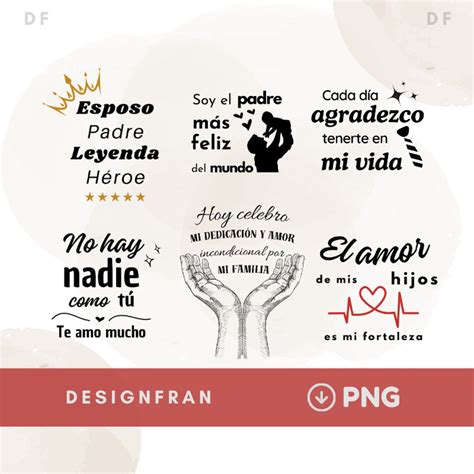 Phrases for Dad PNG, Png Package in Spanish, Birthday Gift, Decals for ...