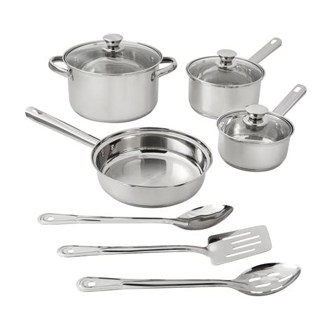 Mainstays Stainless Steel 10-Piece Cookware Set - Walmart.com