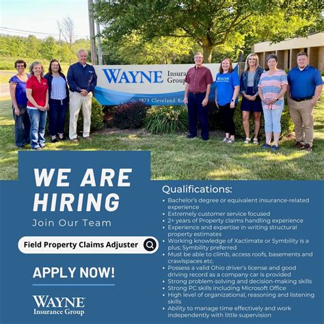 We are hiring! Join our team as a Field Property Claims Adjuster in the ...