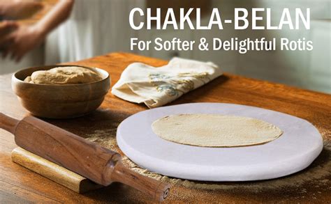 Jaipur Ace Indian White Marble Roti Maker with Wooden Belan | 10 Inch ...