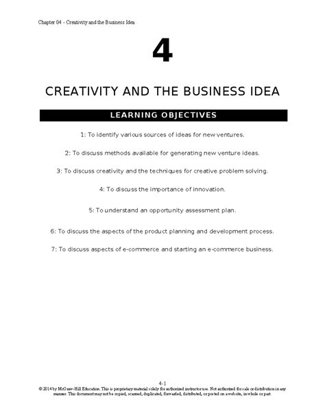 IMChap 004 - 4 CREATIVITY AND THE BUSINESS IDEA LEARNING OBJECTIVES 1 ...