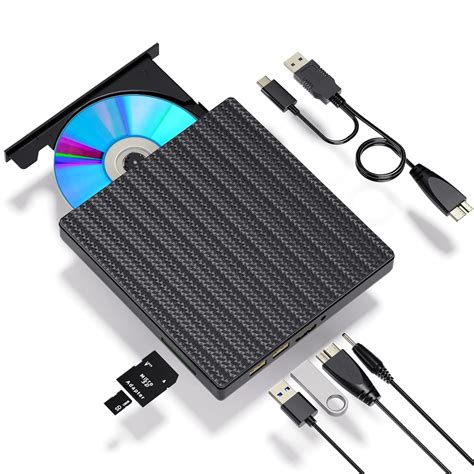 aelrsoch External CD/DVD Drive for Laptop DVD Drive with SD Card Slots ...