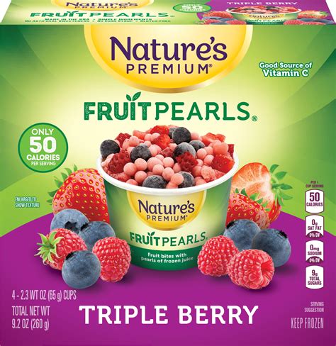 Nature's Premium Fruit Pearls, Frozen Fruit Snack, Triple Berry, 2.3 oz ...