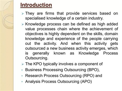 Scope of knowledge process outsourcing (kpo) | PPT