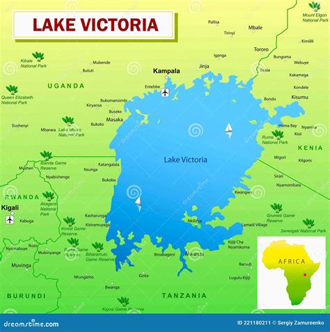 Lake Victoria map stock illustration. Illustration of victoria - 221180211