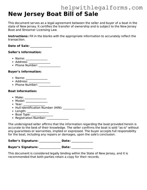 Make Your New Jersey Boat Bill of Sale With Our Free Template