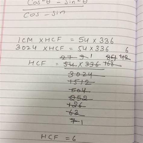 If lcm of (54,336)=3024,find hcf of (54,336) - Brainly.in