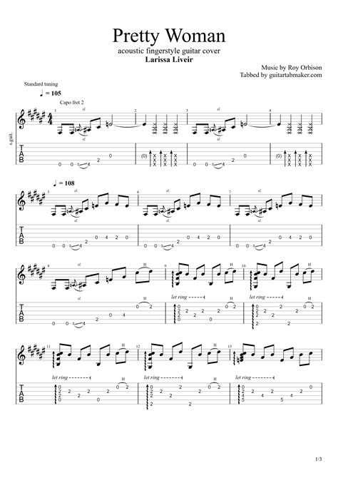 Pretty Woman fingerstyle guitar TAB