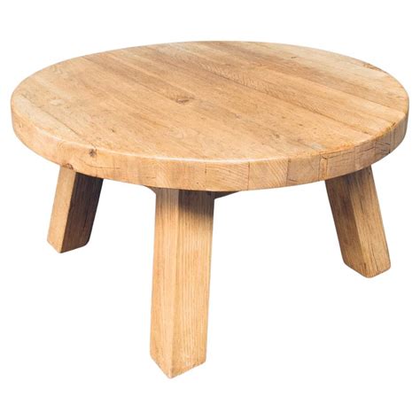 French Oak Round Sculpted Free Form Edge Brutalist Coffee Table, circa ...