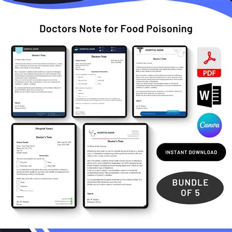 Doctors Note for Food Poisoning Template Printable in PDF & Word