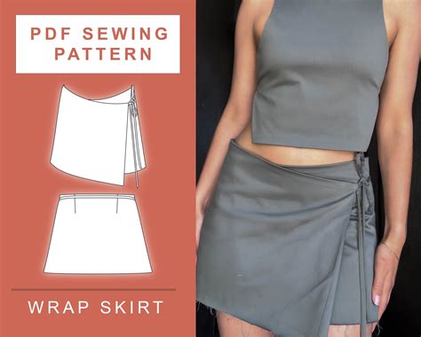 PDF Wrap Skirt Mini Tie Up Tutorial Sewing Pattern Women/ XS - 1XL / A4 ...