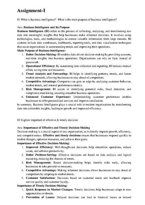 AL801 Business intelligence assignment answers and insights - Studocu