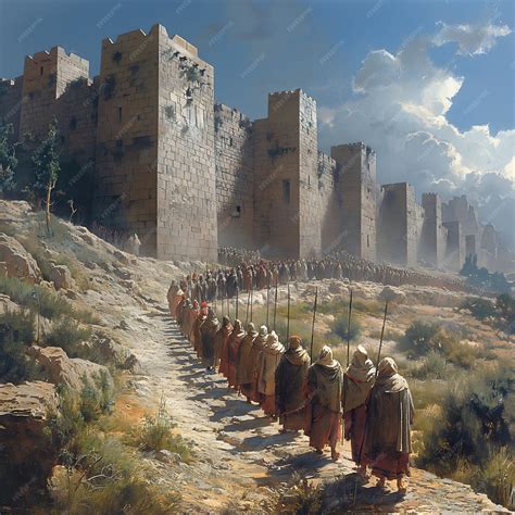 The Israelites Besieged the Walls of Jericho Led by Joshua Biblical ...