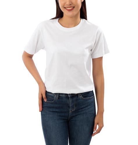 Young woman in white T shirt mockup cutout, Png file 12487241 PNG