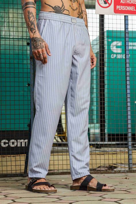Grey Striped Textured Relaxed Fit All Day Pants – House of Koala