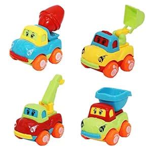 Funspot Unbreakable Friction Powered Automobile Car Toy Set, Pull Back ...