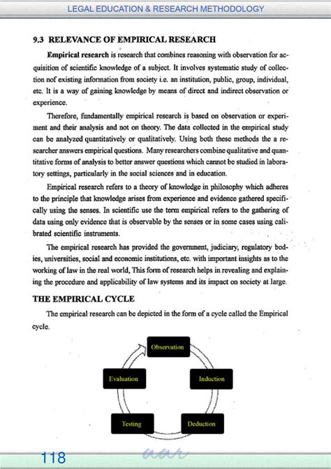 Empirical - Notes - 9 RELEVANCE OF EMPIRICAL RESEARCH ####### Empirical ...