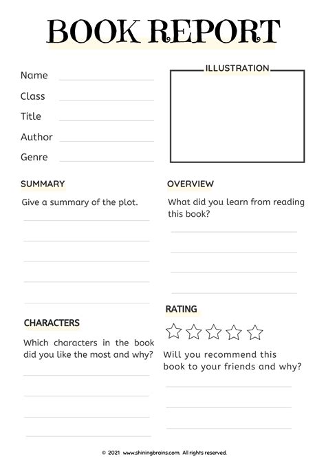 Book Review Template for Kids - FREE - Shining Brains