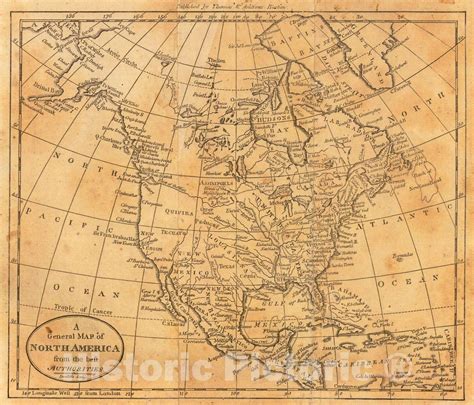 Historic Map : 1797 A General Map of North American from the Best ...