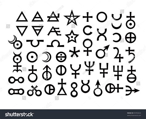 Alchemical Signs Part 1 Metals Minerals Stock Vector 99783632 - Shutterstock - Metal Symbol