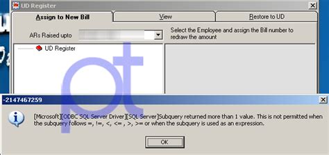 Accounts Module UD Register Error and Solution