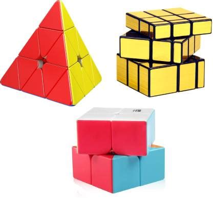 Authfort 2x2x2 Pyramid & Magic Gold Mirror Super Speed Cube Combo ...
