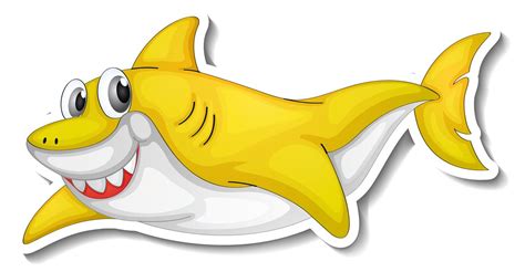 Sticker zeedieren cartoon met grappige haai | Gratis Vector
