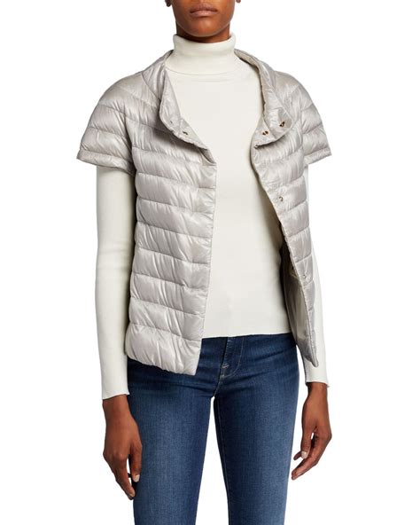 Herno Goose Short-sleeve Snap-front Quilted Puffer Jacket in Pink - Lyst