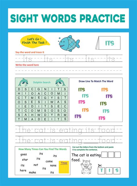 Sight Words Practice Worksheet 13593523 Vector Art at Vecteezy