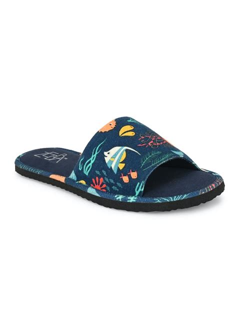 Get Blue Open Toe Graphic Printed Slides at ₹ 699 | LBB Shop