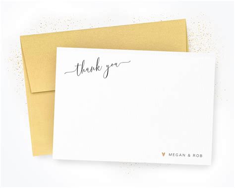 Wedding Thank You Notes - Heart Personalized Note Cards - Kreate Paper Co.