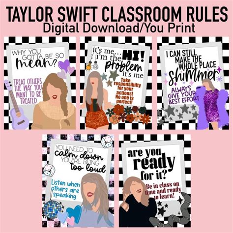 Taylor Swift Classroom Rules Digital Prints Png Taylor Swift - Etsy España