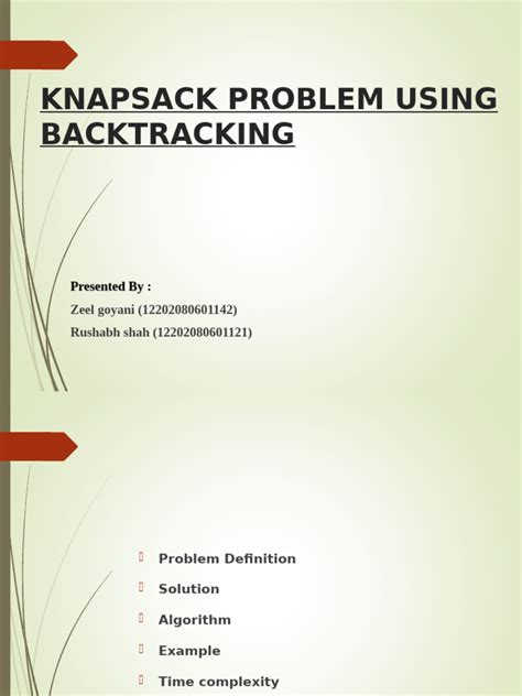 Image result for 0-1 Knapsack Problem Using Backtracking