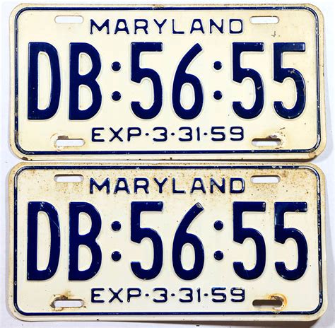 1959 Maryland License Plates | Brandywine General Store