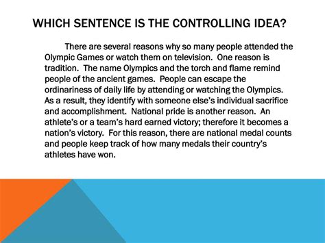 Image result for Controlling Idea Definition Example