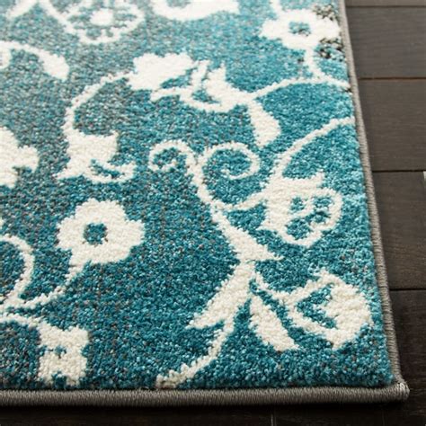 Safavieh Water Color 672B Ivory Peacock Blue 2 x 8 Rectangular Runner ...
