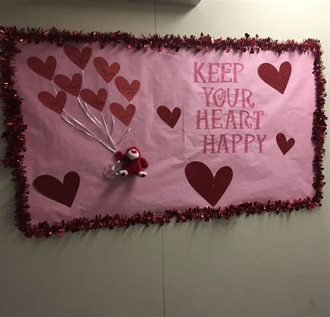 Valentine Bulletin Board Ideas with Hearts and Teddy Bear