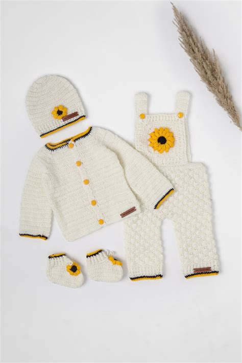 Radiant Sunflower Dungaree Set -Off White & Yellow – The Original Knit