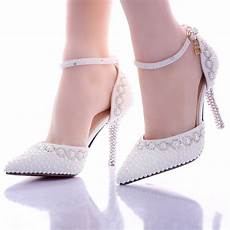 Wedding White Pumps by 2016 New Summer White Pearl Wedding Shoes High Wedding White Pumps