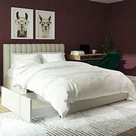 Image result for Upholstered Queen Bed with Drawers