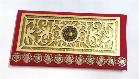 ANVIK Premium Unique Design Golden and Red Shagun Envelope Designer ...