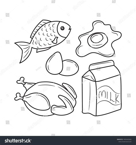 Protein Food Simple Black White Line Stock Vector (Royalty Free ...