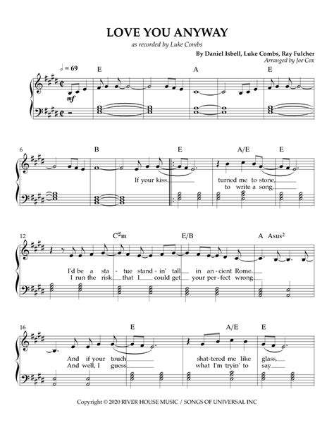 Love You Anyway (arr. Joe Cox) by Daniel Isbell Sheet Music for Easy ...