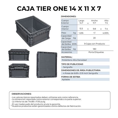 Caja Tier One No. 3 Gris - 14" X 11" X 7"