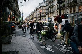 Image result for Paris bike-lane traffic jams
