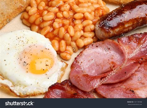 Bacon And Sausage Egg Bake - Sausage Bacon Egg And Chips Stock Photo ...